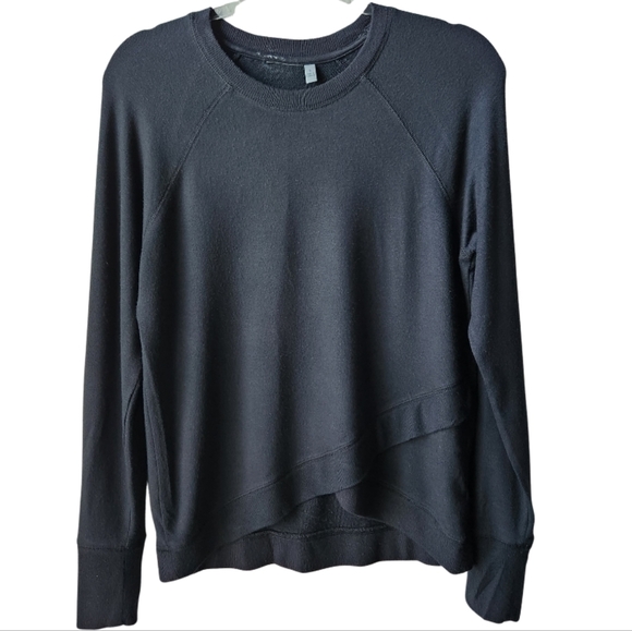 ATHLETA Black Serenity Criss Cross Crew Neck Pullover Sweatshirt - Picture 2 of 8